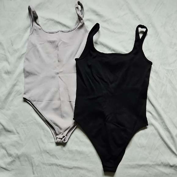 QQQ Tops - QQQ Black and Gray Bodysuit Set, Size L